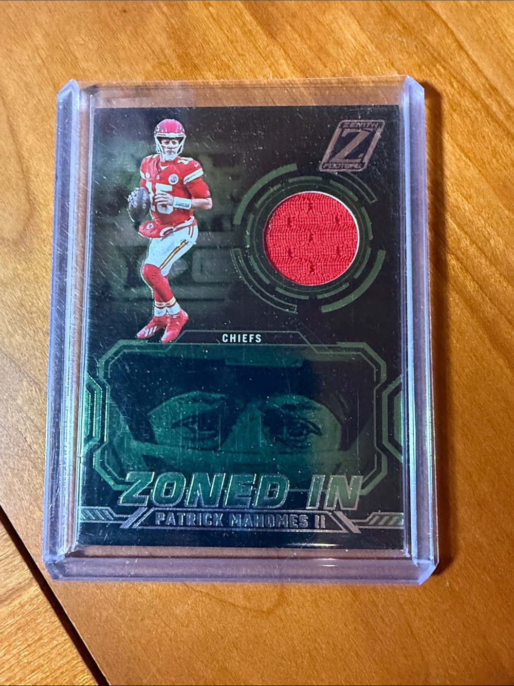 Patrick Mahomes II Zoned In Game-Used Patch Card - Chiefs Red